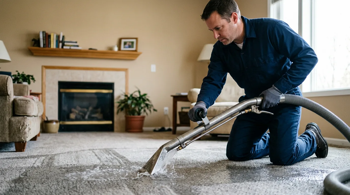 Water damage restoration technician working near South Gibson, PA